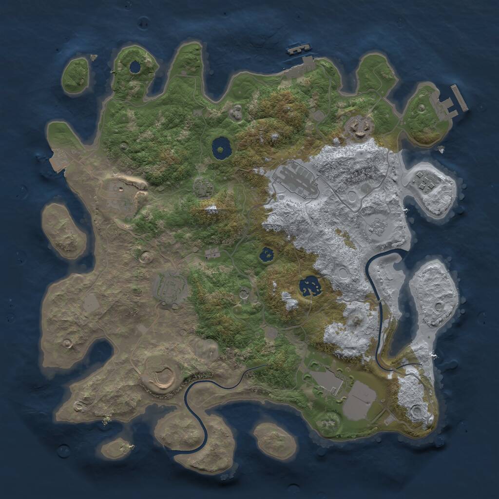 Rust Map: Procedural Map, Size: 3500, Seed: 1919326127, 14 Monuments