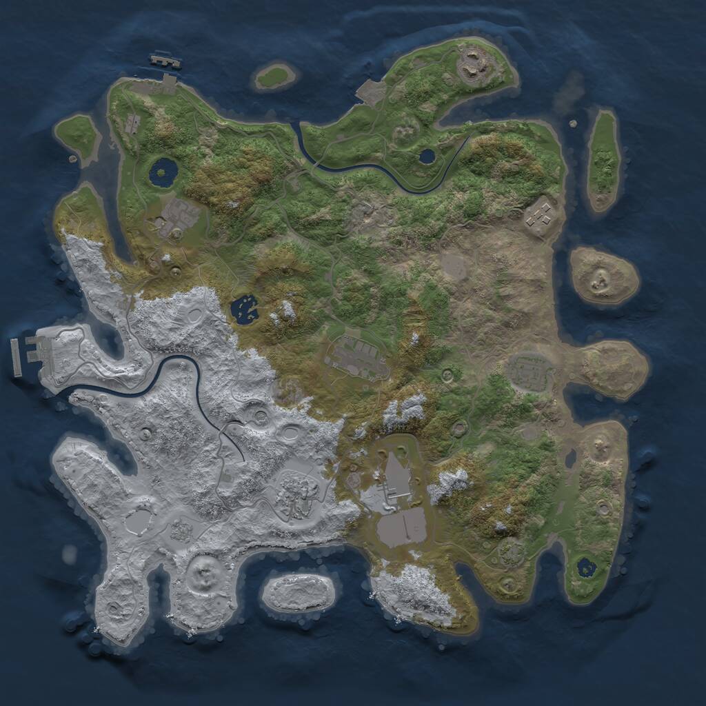 Rust Map: Procedural Map, Size: 3700, Seed: 2133655308, 14 Monuments