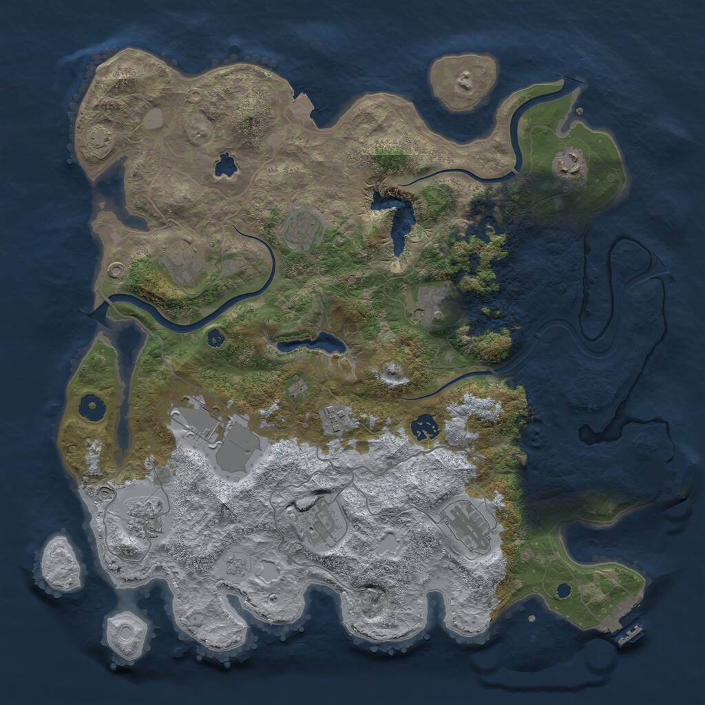 Rust Map: Procedural Map, Size: 4000, Seed: 1051138406, 16 Monuments