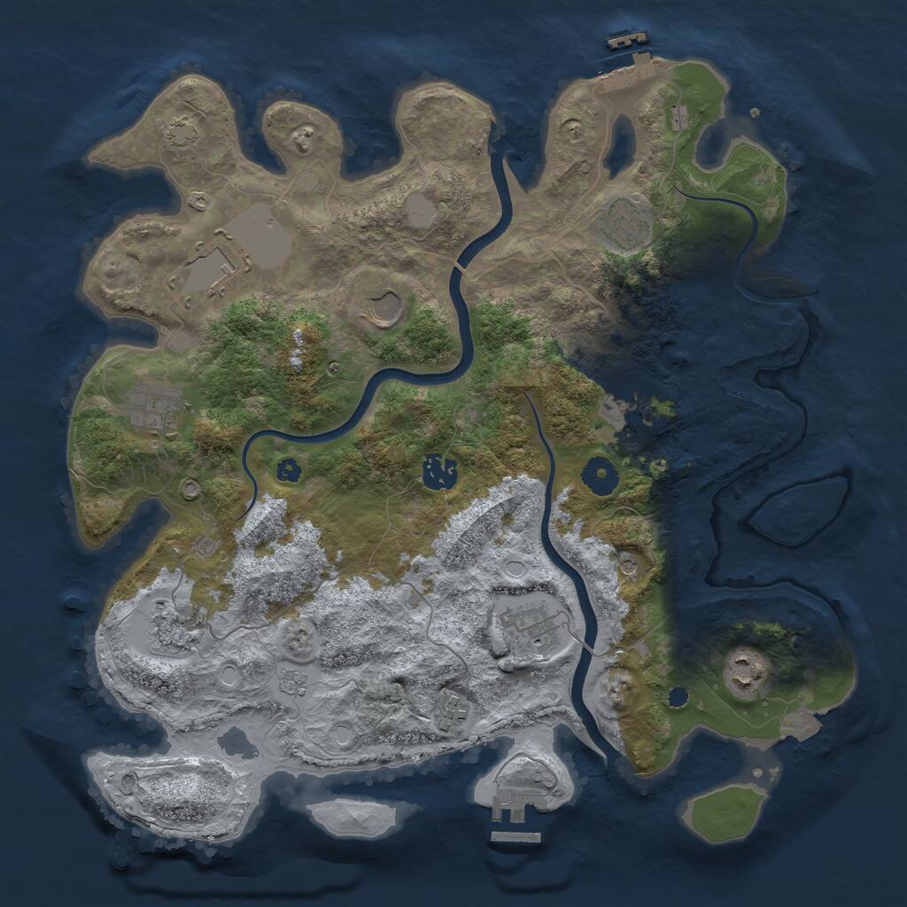 Rust Map: Procedural Map, Size: 3700, Seed: 2133118179, 16 Monuments