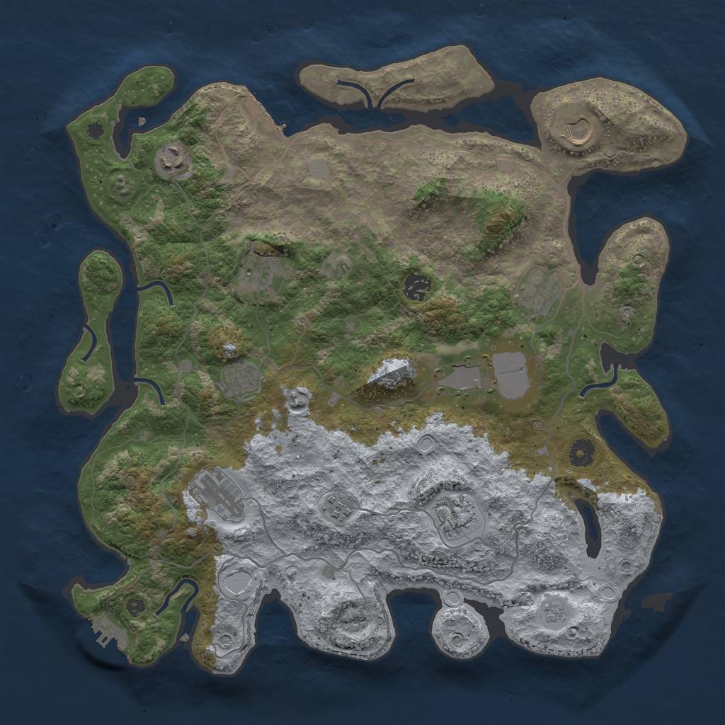 Rust Map: Procedural Map, Size: 4000, Seed: 1506389332, 19 Monuments