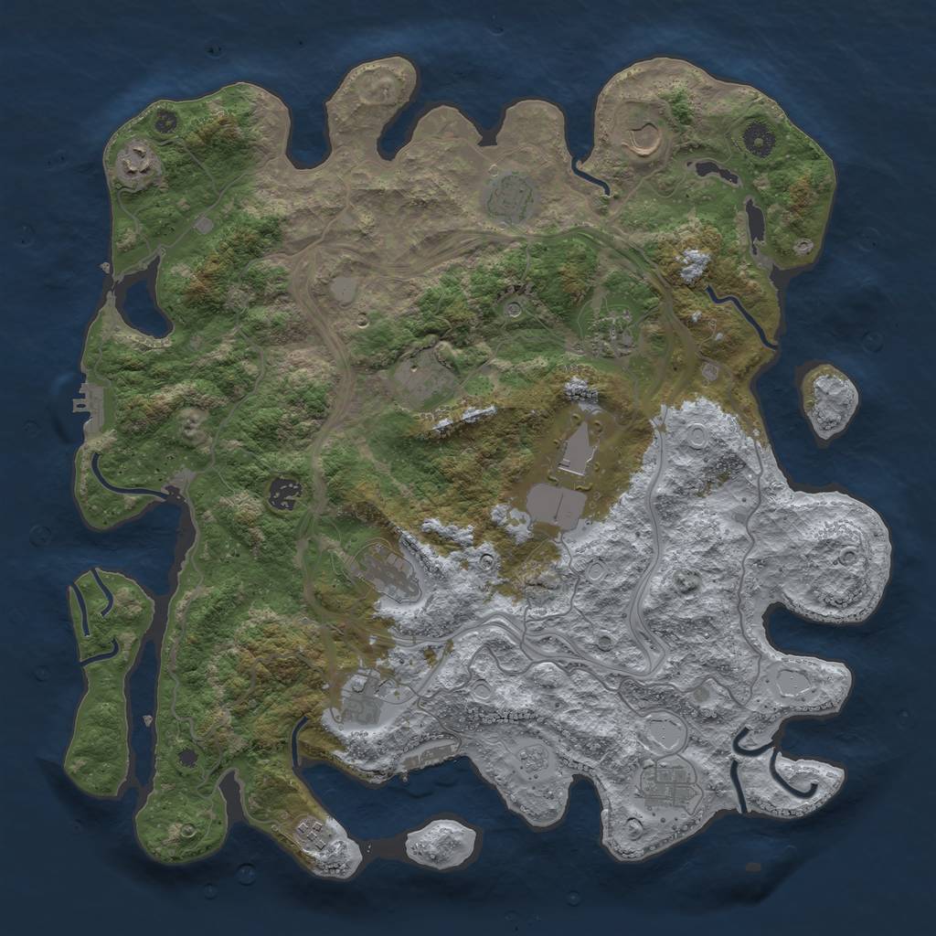 Rust Map: Procedural Map, Size: 4250, Seed: 851315219, 20 Monuments