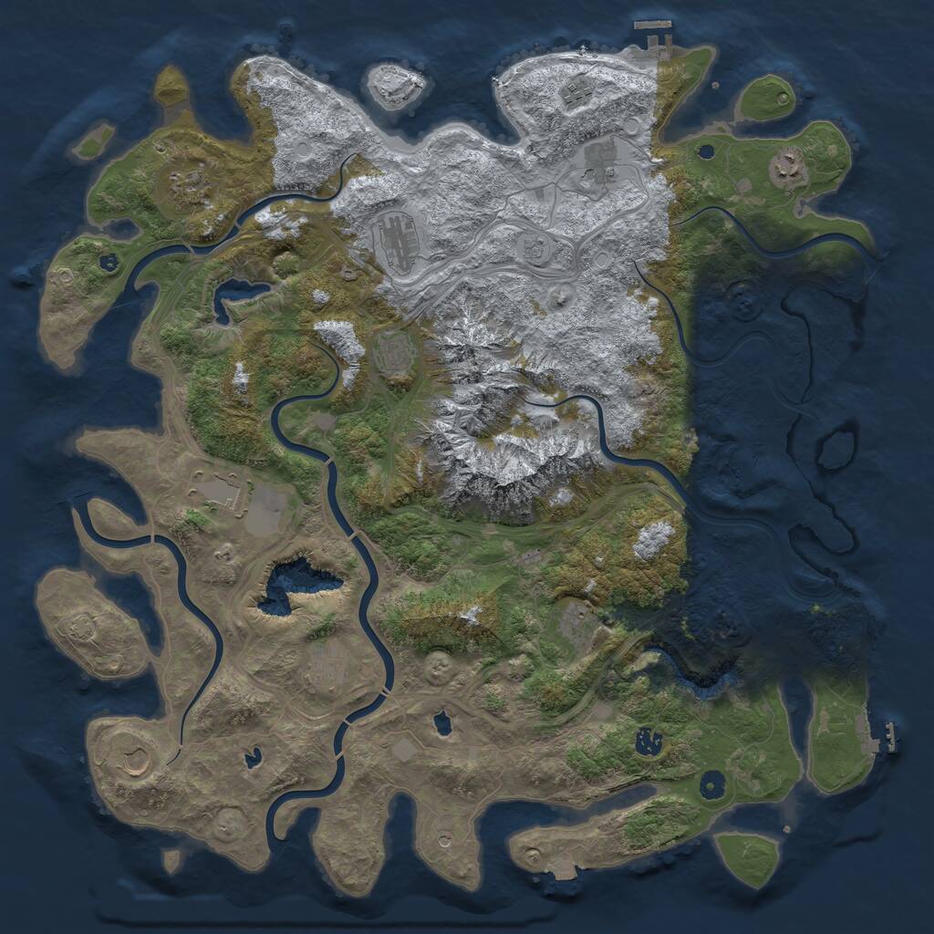 Rust Map: Procedural Map, Size: 5000, Seed: 176458753, 17 Monuments