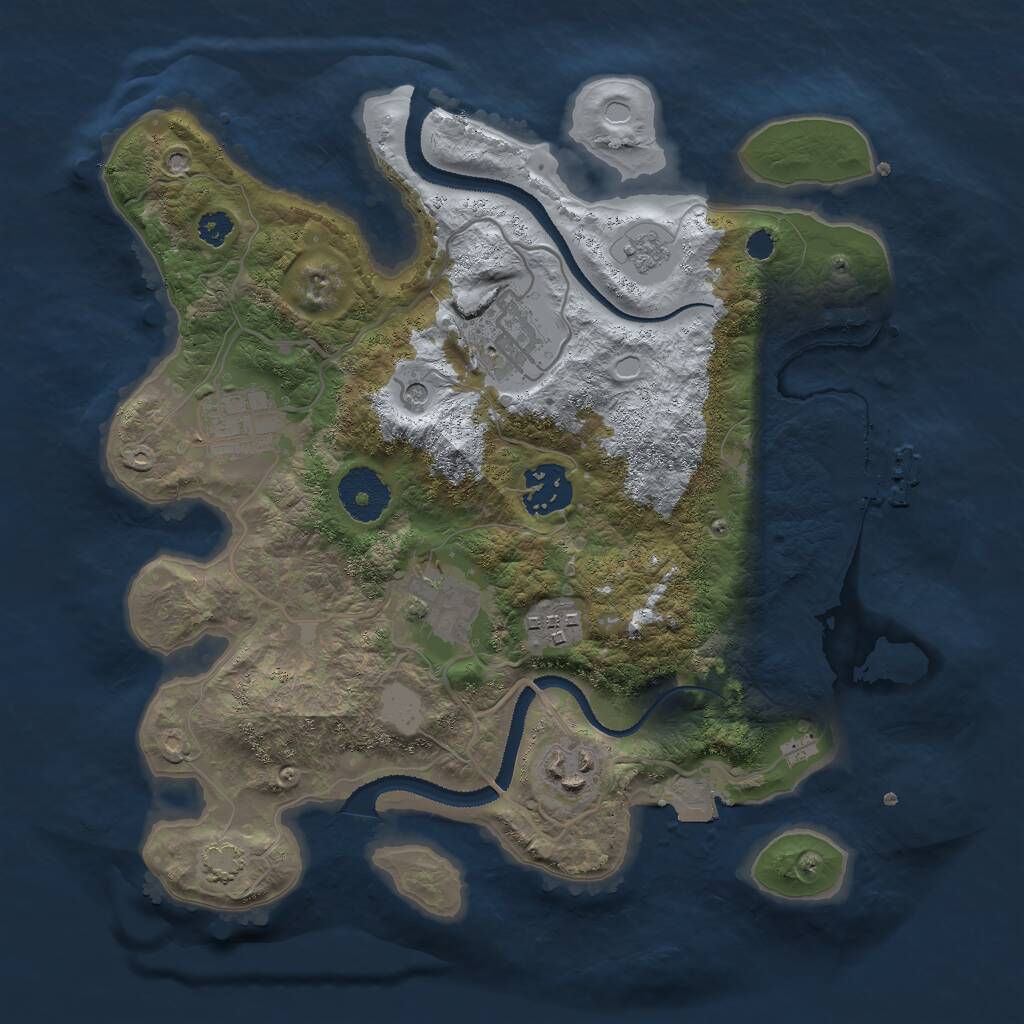 Rust Map: Procedural Map, Size: 3000, Seed: 864875, 11 Monuments