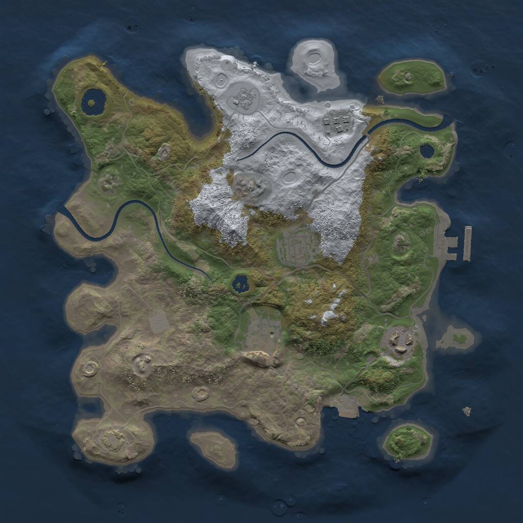 Rust Map: Procedural Map, Size: 3000, Seed: 864875, 8 Monuments