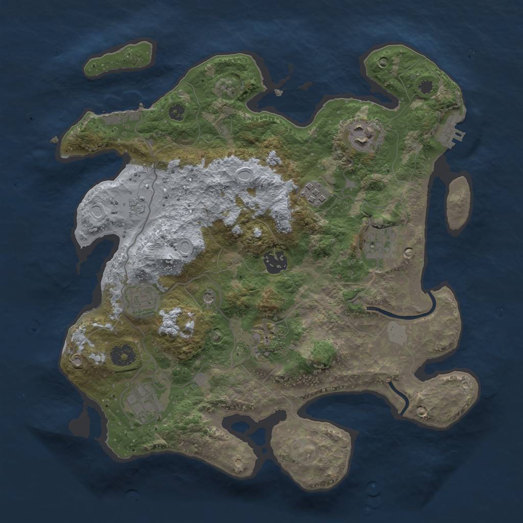 Rust Map: Procedural Map, Size: 3300, Seed: 1921556989, 16 Monuments