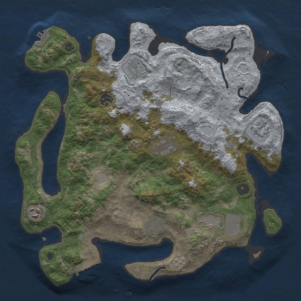 Rust Map: Procedural Map, Size: 3700, Seed: 547574, 17 Monuments