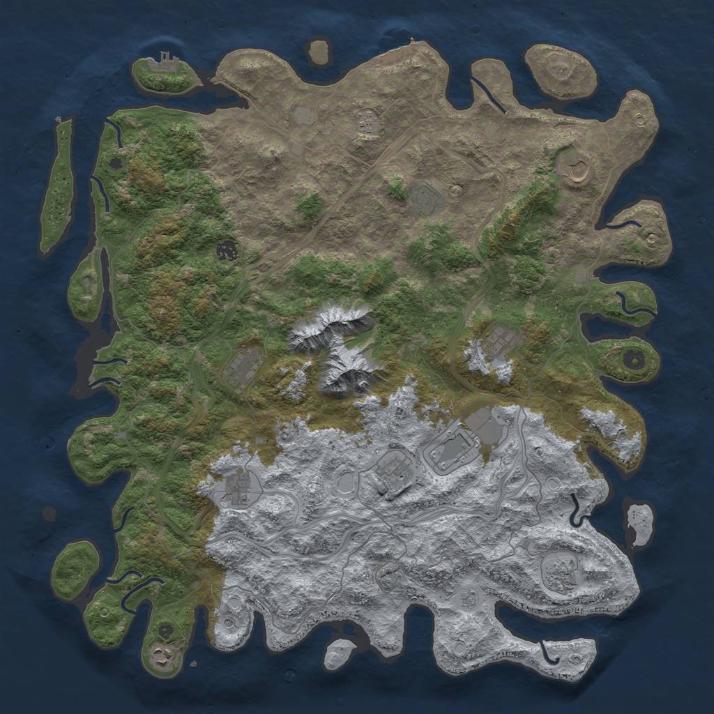 Rust Map: Procedural Map, Size: 5000, Seed: 55000, 20 Monuments