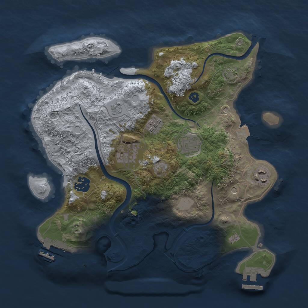 Rust Map: Procedural Map, Size: 3000, Seed: 721891, 11 Monuments