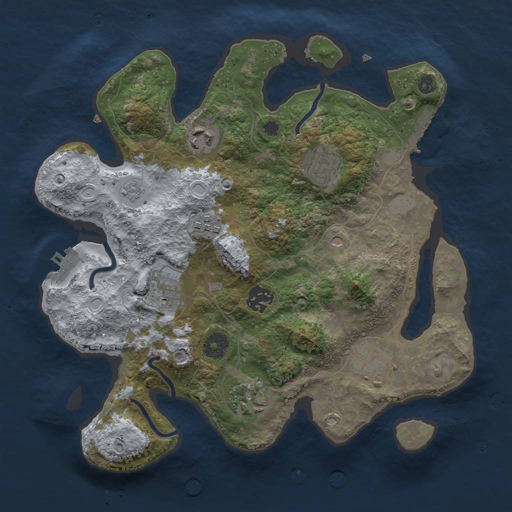 Rust Map: Procedural Map, Size: 3000, Seed: 51197, 16 Monuments