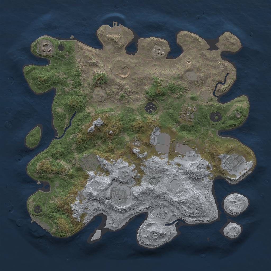 Rust Map: Procedural Map, Size: 3550, Seed: 9070749, 18 Monuments