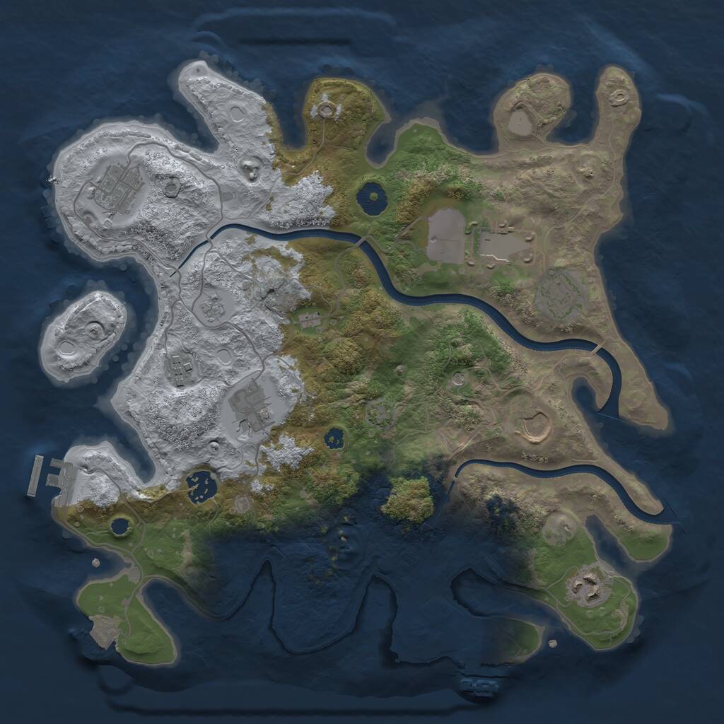 Rust Map: Procedural Map, Size: 3500, Seed: 42229561, 14 Monuments