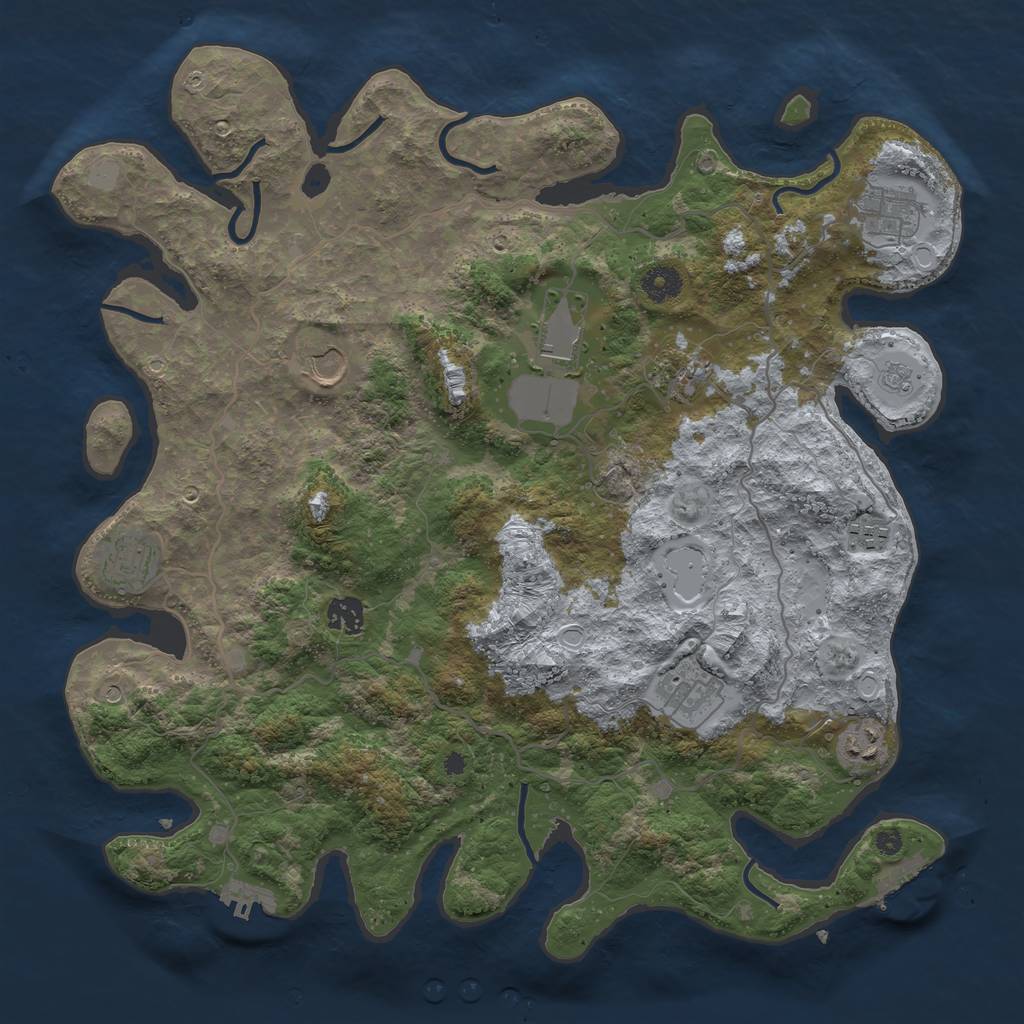 Rust Map: Procedural Map, Size: 4000, Seed: 593254018, 18 Monuments