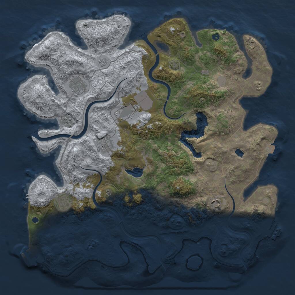 Rust Map: Procedural Map, Size: 4000, Seed: 10670, 12 Monuments