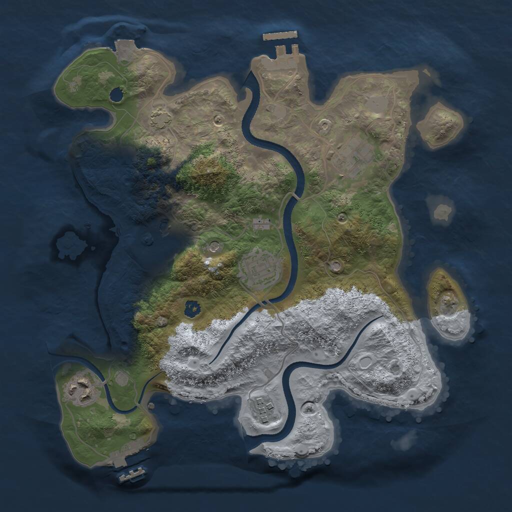 Rust Map: Procedural Map, Size: 3000, Seed: 61132649, 10 Monuments