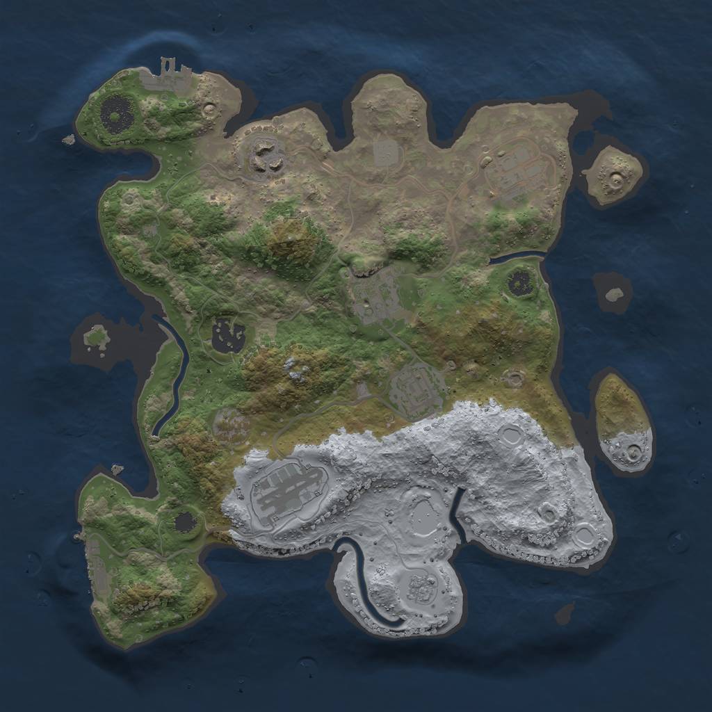 Rust Map: Procedural Map, Size: 3000, Seed: 61132649, 12 Monuments