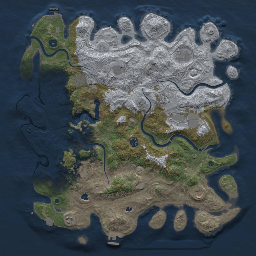 Rust Map: Procedural Map, Size: 4500, Seed: 13375066, 16 Monuments