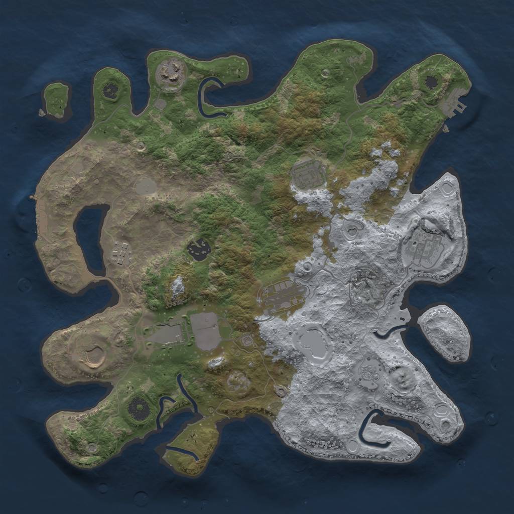 Rust Map: Procedural Map, Size: 3500, Seed: 317, 15 Monuments