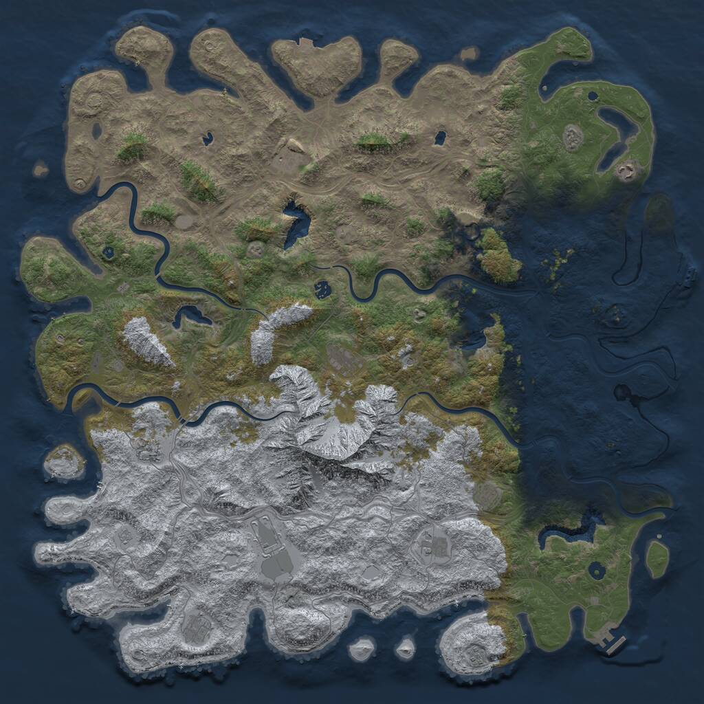 Rust Map: Procedural Map, Size: 6000, Seed: 122087718, 17 Monuments