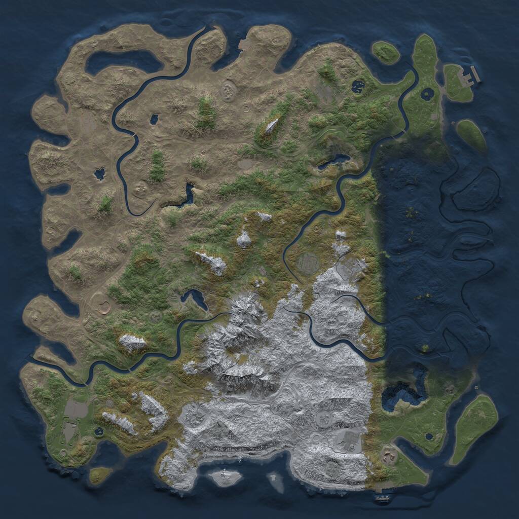Rust Map: Procedural Map, Size: 6000, Seed: 55634322, 17 Monuments