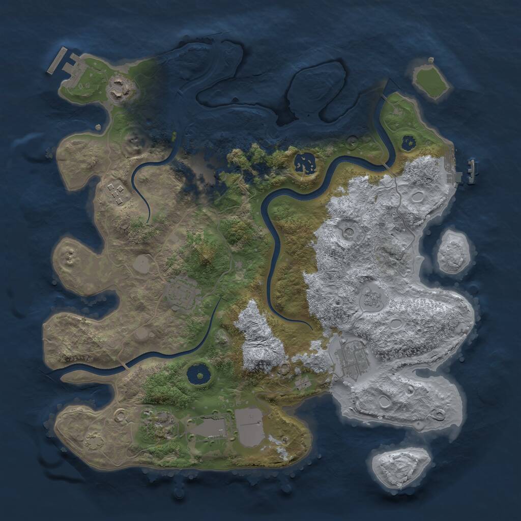 Rust Map: Procedural Map, Size: 3500, Seed: 43573, 14 Monuments