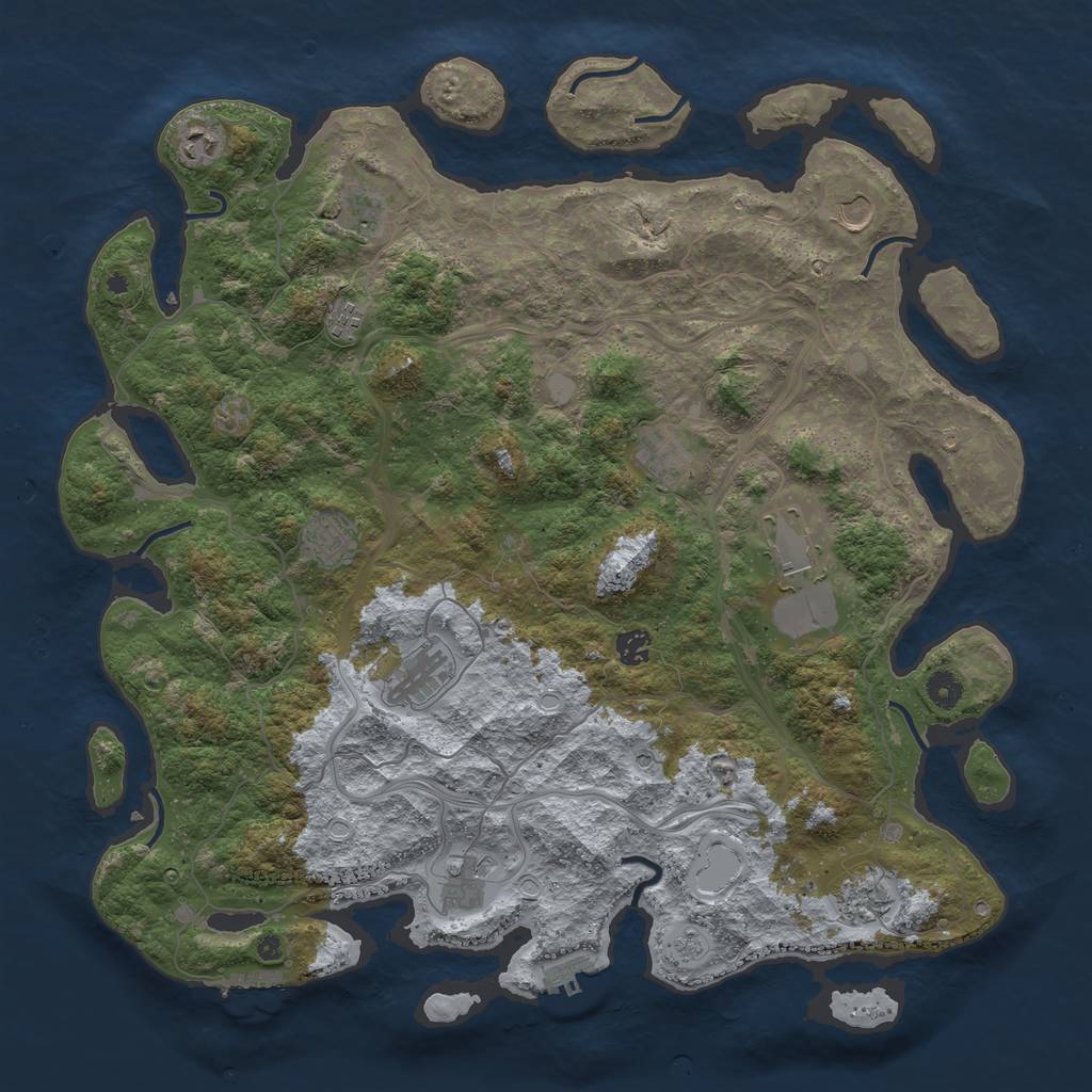 Rust Map: Procedural Map, Size: 4500, Seed: 830008043, 20 Monuments