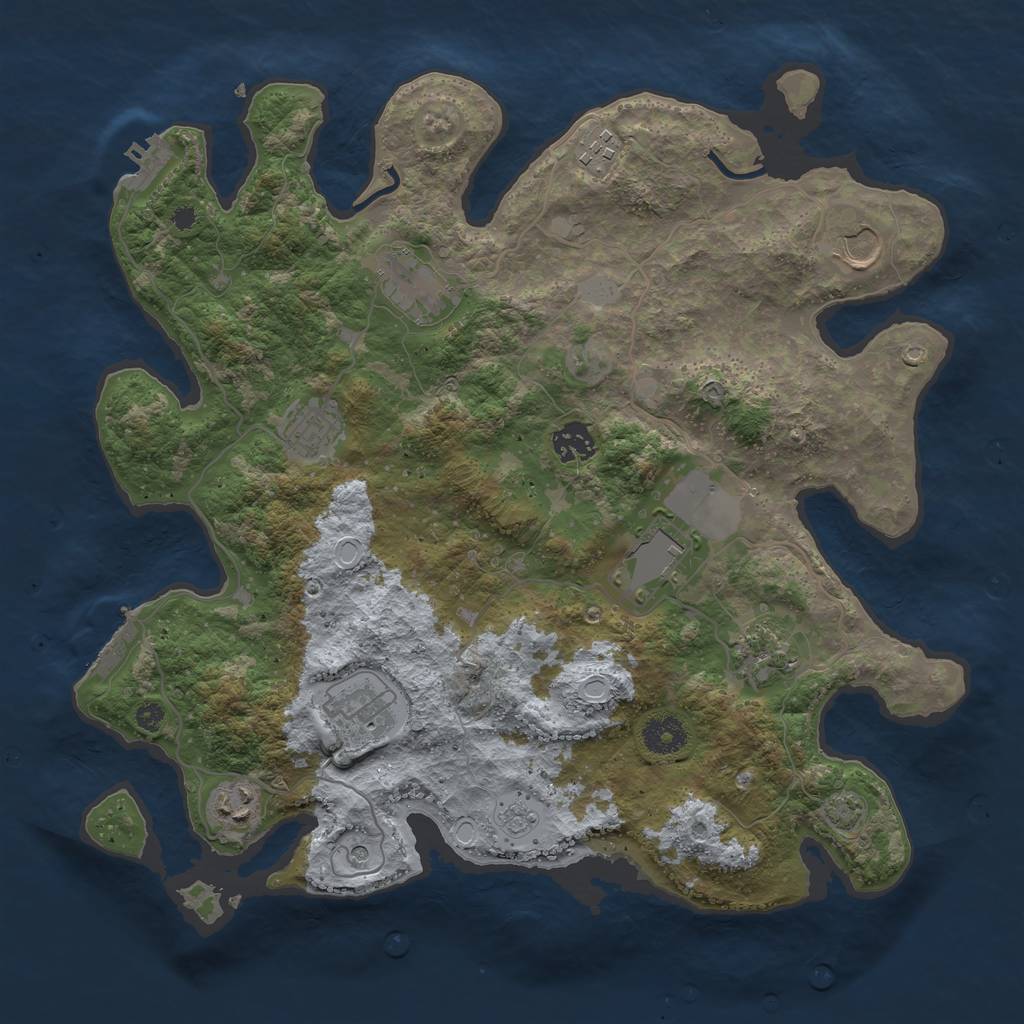 Rust Map: Procedural Map, Size: 3700, Seed: 1066723764, 17 Monuments