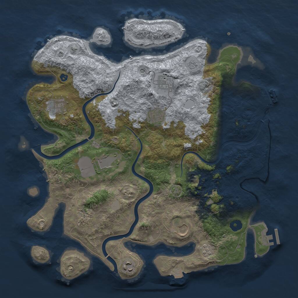 Rust Map: Procedural Map, Size: 3800, Seed: 652278644, 14 Monuments