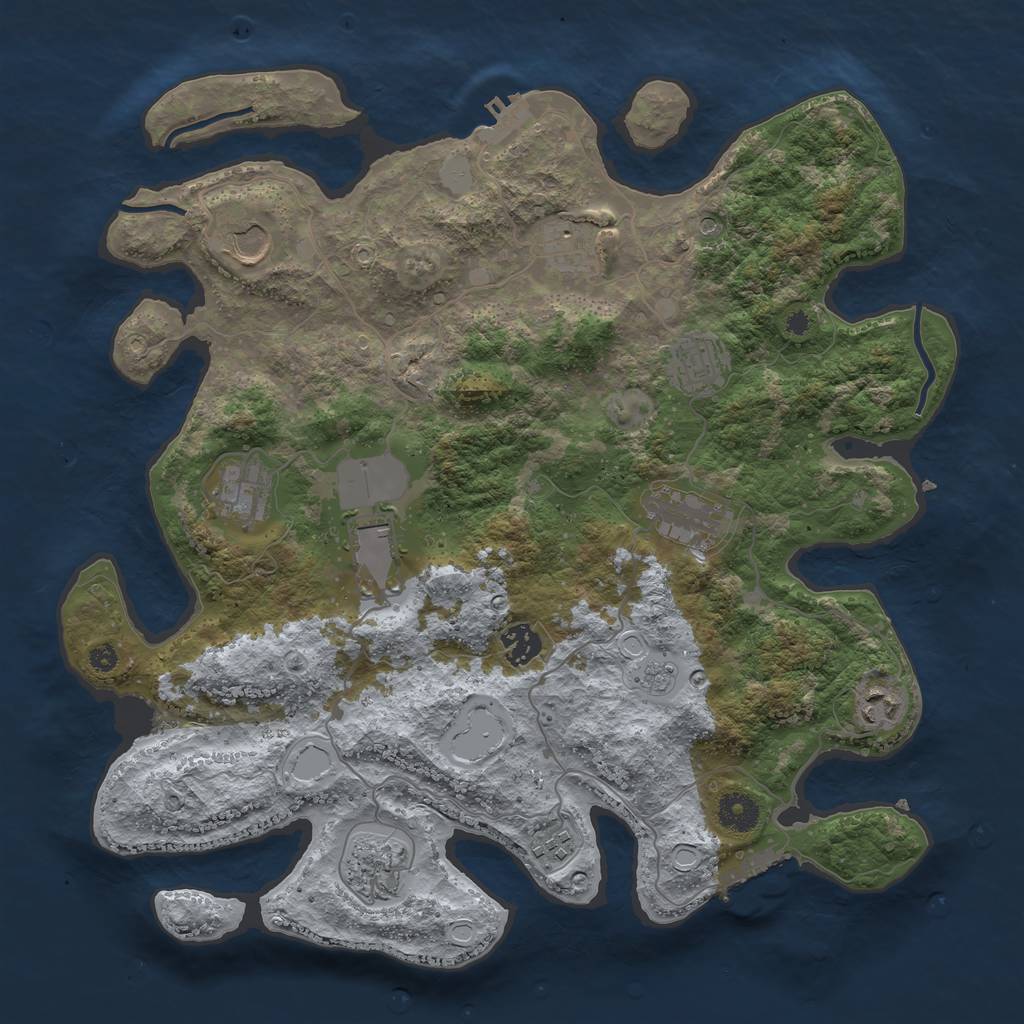 Rust Map: Procedural Map, Size: 3800, Seed: 45500, 19 Monuments