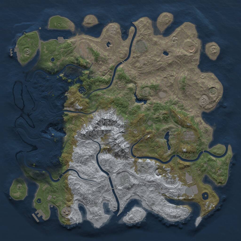 Rust Map: Procedural Map, Size: 5000, Seed: 1161777943, 16 Monuments