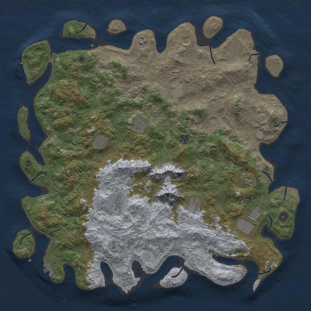 Rust Map: Procedural Map, Size: 5000, Seed: 1161777943, 18 Monuments