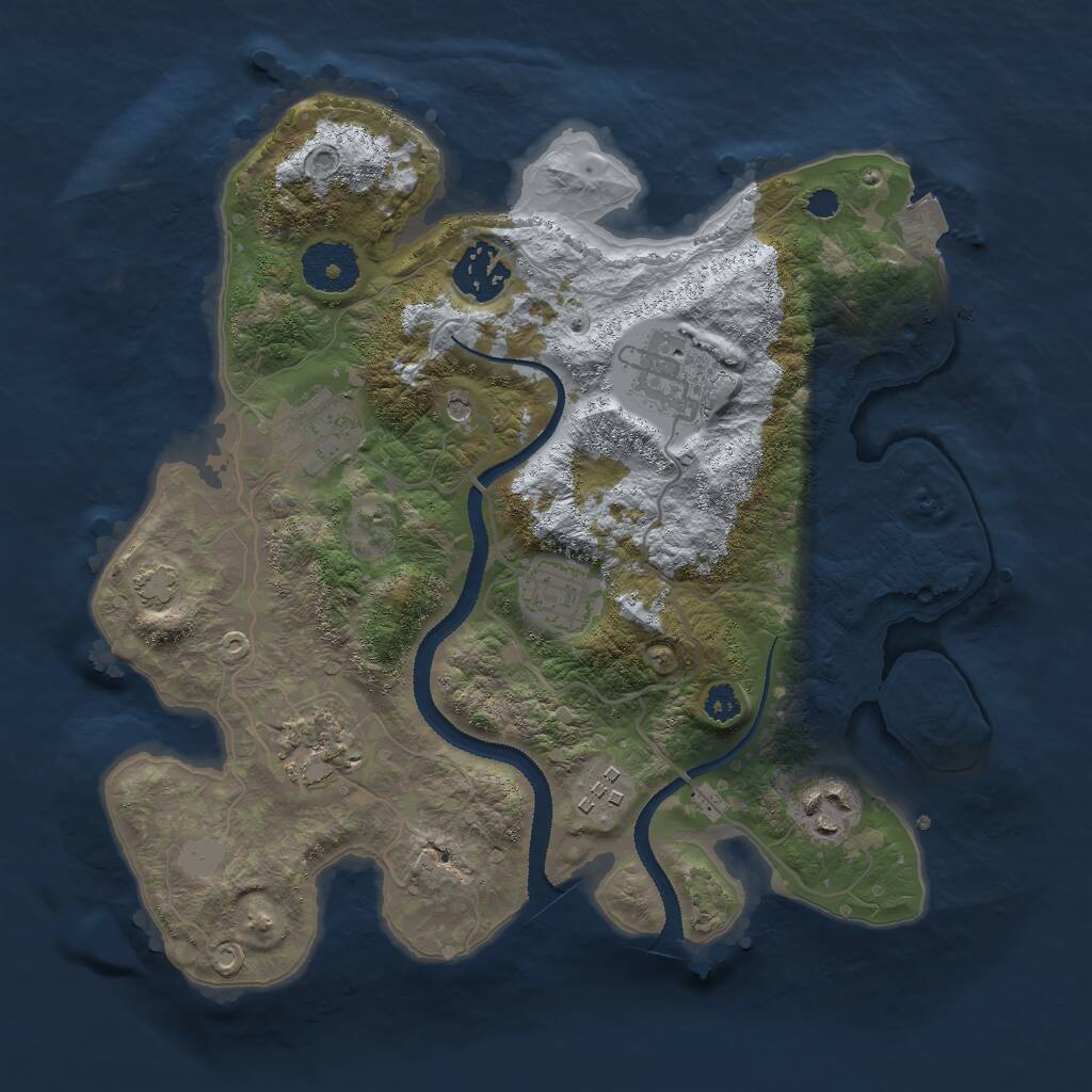 Rust Map: Procedural Map, Size: 3000, Seed: 885140, 10 Monuments