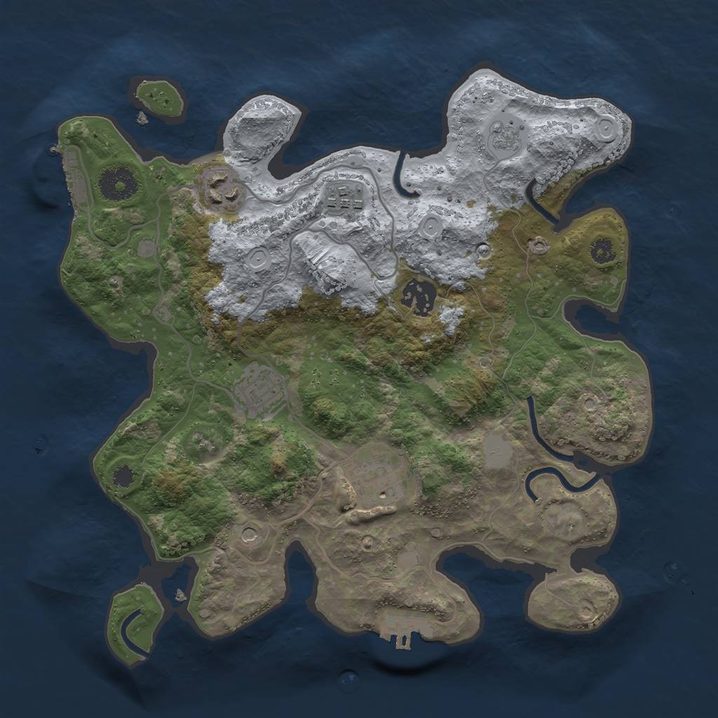 Rust Map: Procedural Map, Size: 3000, Seed: 1217766, 12 Monuments