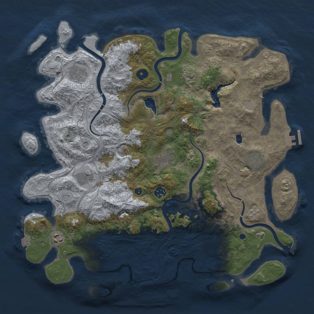 Rust Map: Procedural Map, Size: 4250, Seed: 71959117, 13 Monuments