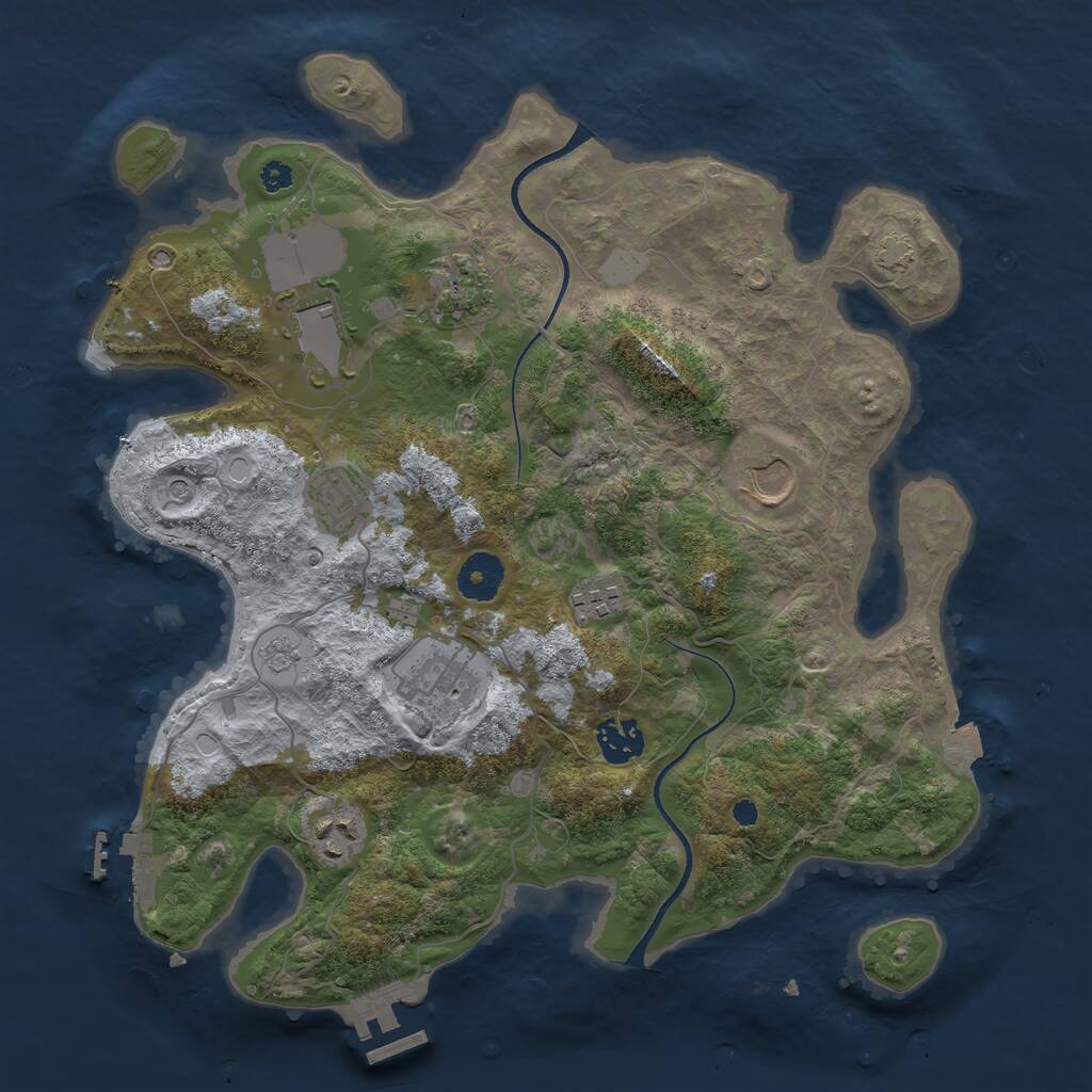 Rust Map: Procedural Map, Size: 3500, Seed: 809648152, 14 Monuments