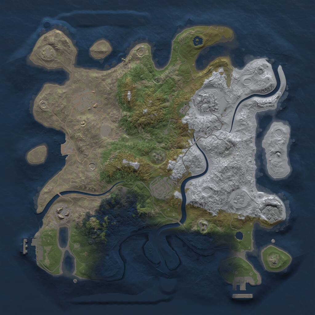 Rust Map: Procedural Map, Size: 3200, Seed: 1820001993, 11 Monuments