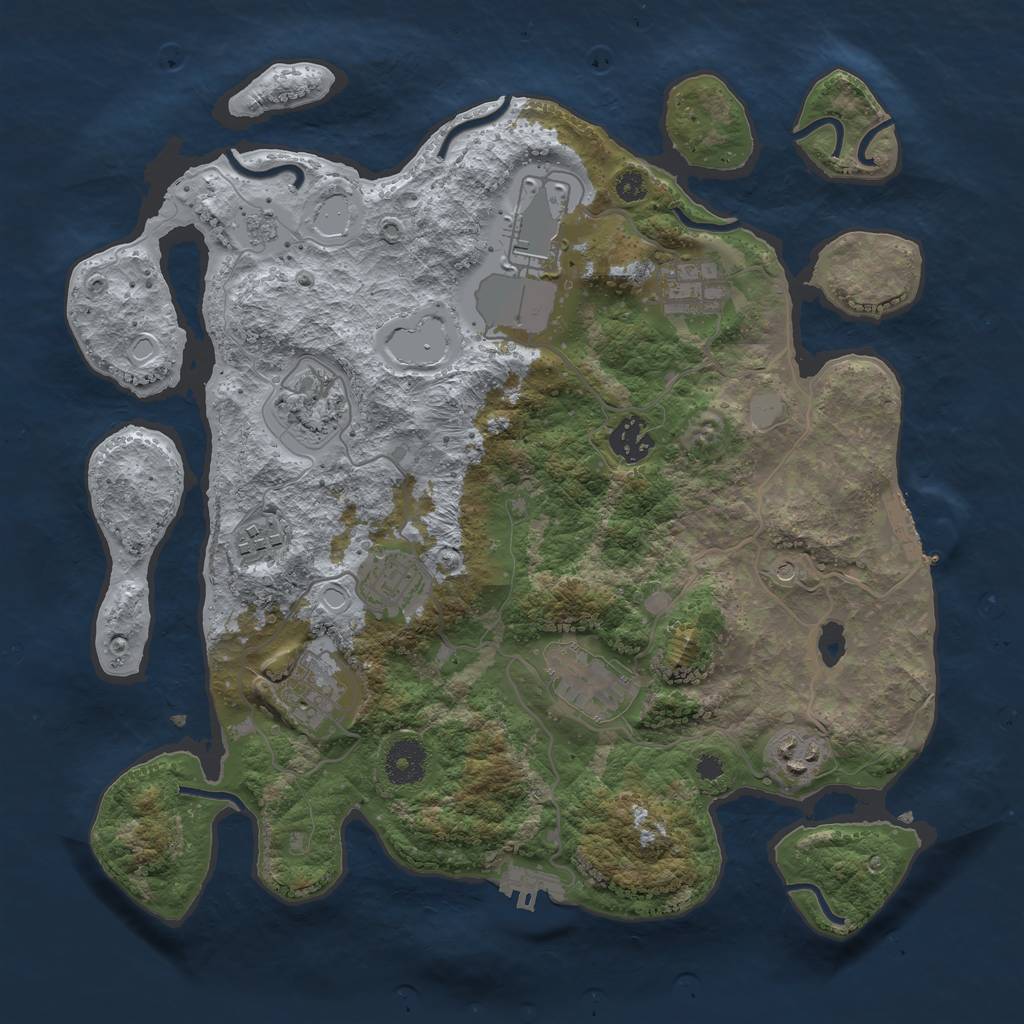 Rust Map: Procedural Map, Size: 3500, Seed: 16558, 18 Monuments