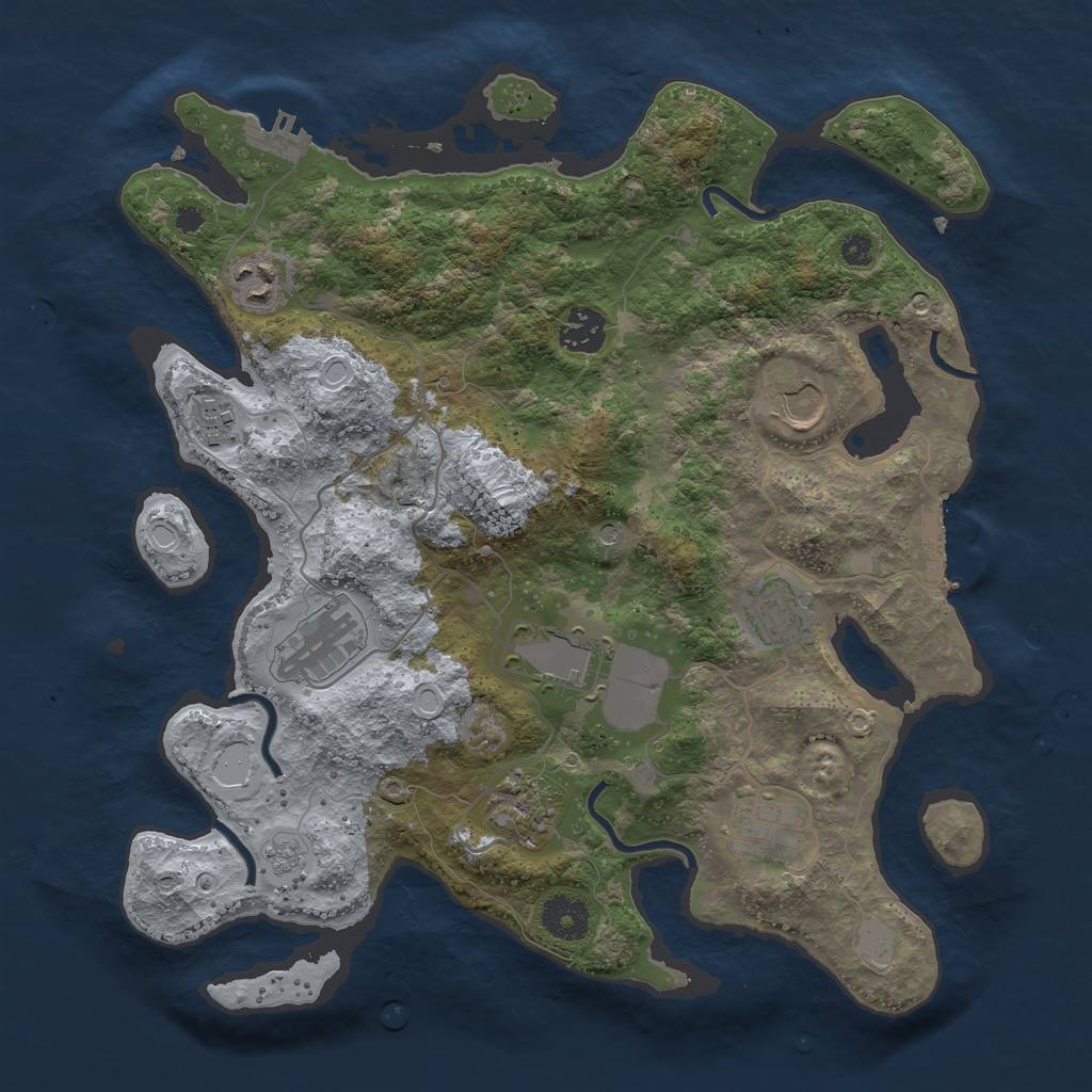 Rust Map: Procedural Map, Size: 3500, Seed: 228291, 18 Monuments