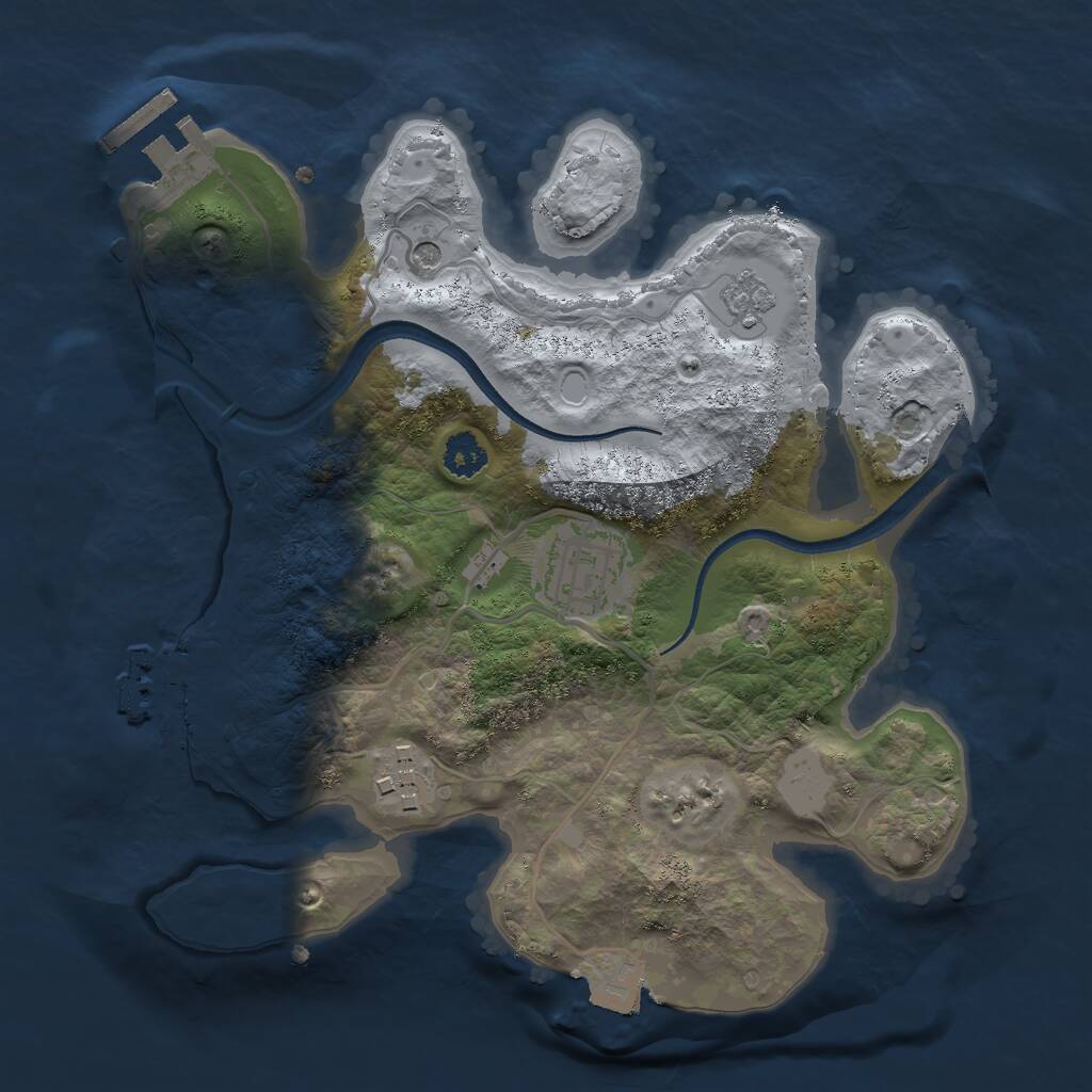 Rust Map: Procedural Map, Size: 2500, Seed: 1551076748, 7 Monuments