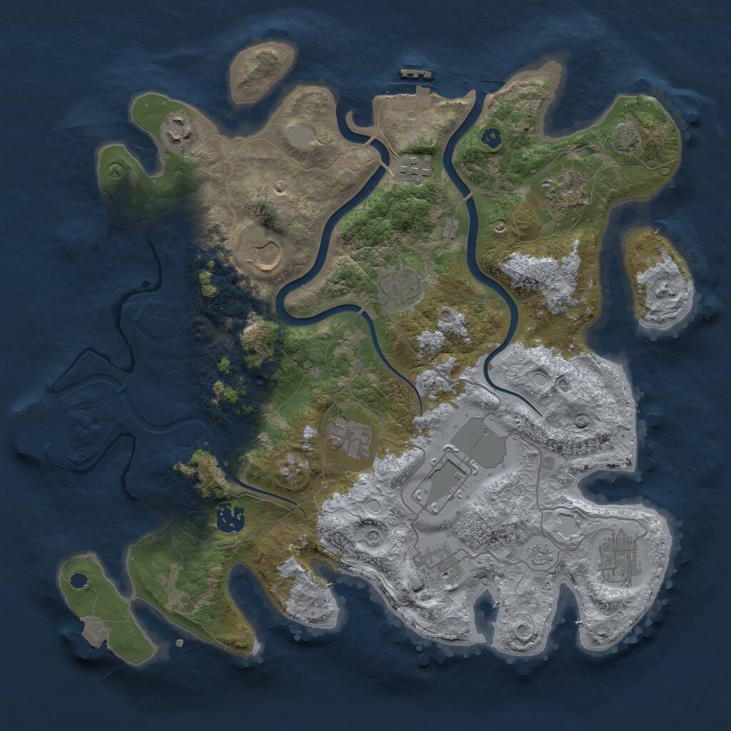 Rust Map: Procedural Map, Size: 3700, Seed: 1820236, 16 Monuments