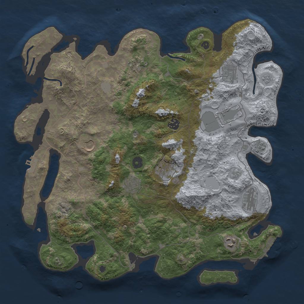 Rust Map: Procedural Map, Size: 4000, Seed: 9051909, 17 Monuments
