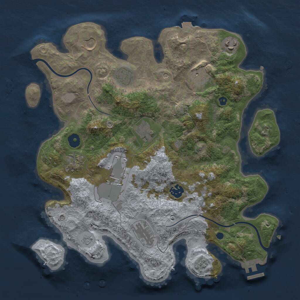 Rust Map: Procedural Map, Size: 3500, Seed: 524999507, 15 Monuments