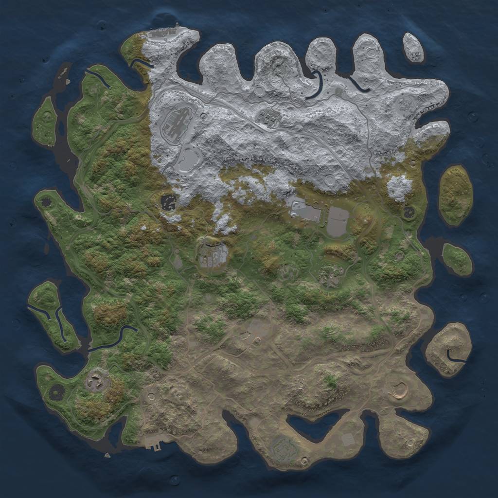 Rust Map: Procedural Map, Size: 4500, Seed: 54363105, 19 Monuments