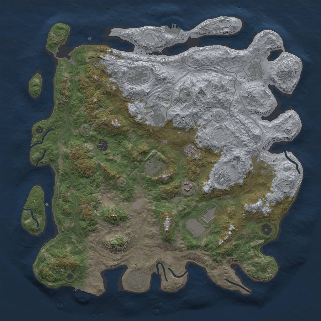 Rust Map: Procedural Map, Size: 4500, Seed: 74364115, 19 Monuments