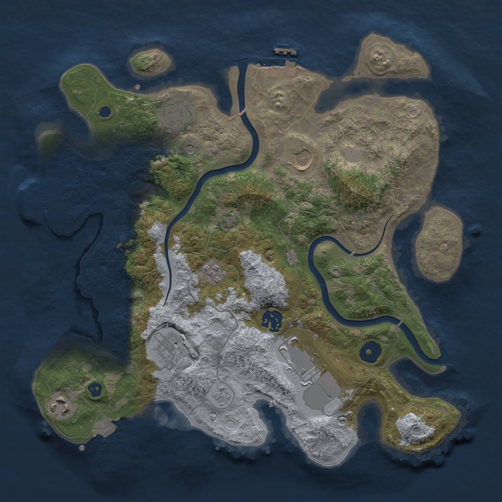 Rust Map: Procedural Map, Size: 3500, Seed: 1722696445, 13 Monuments