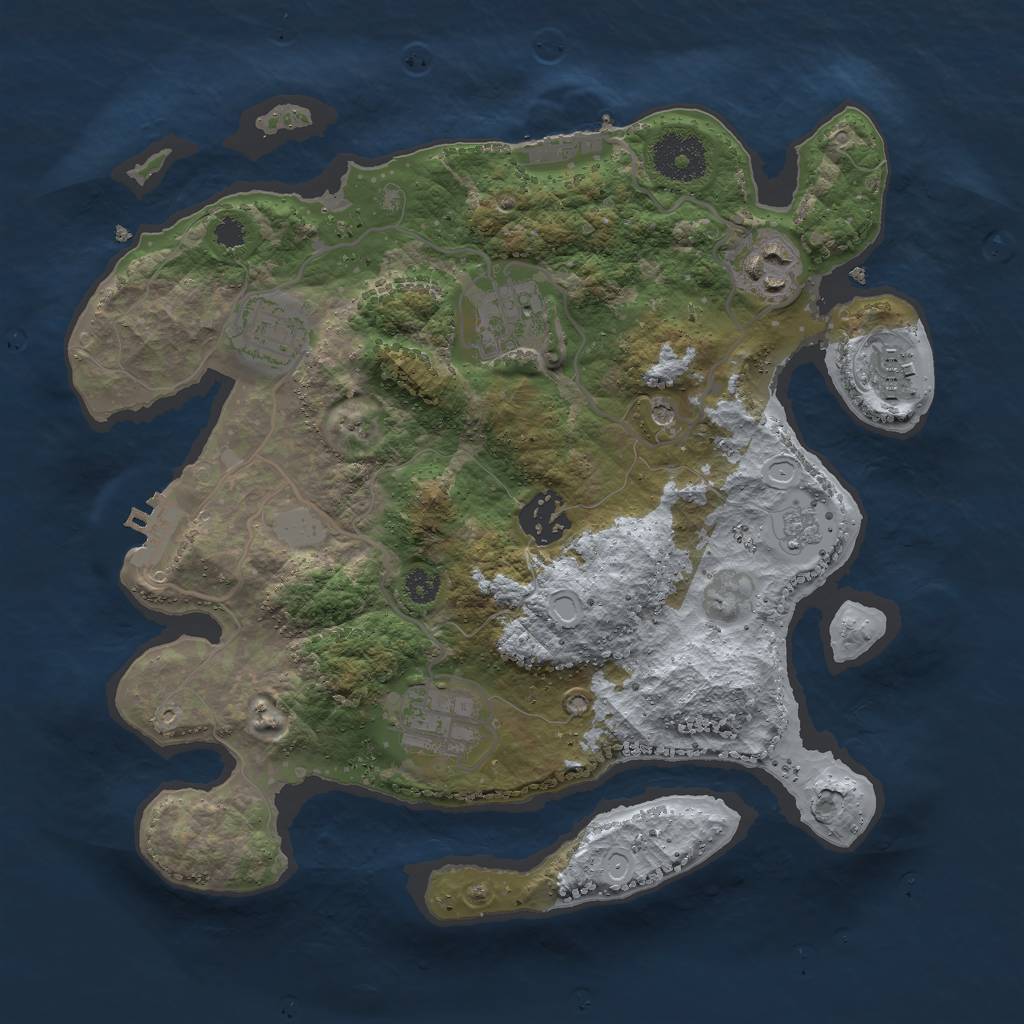 Rust Map: Procedural Map, Size: 3000, Seed: 69038899, 13 Monuments