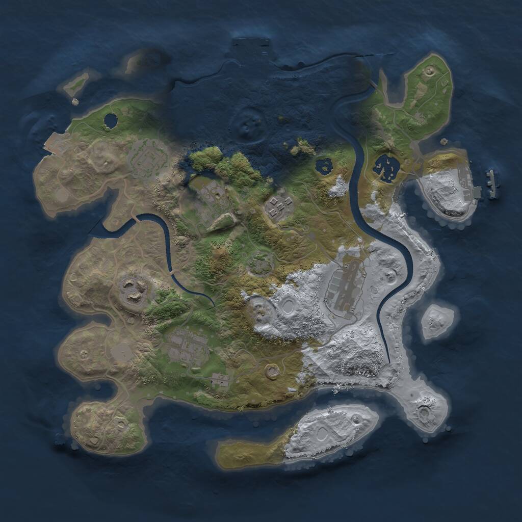Rust Map: Procedural Map, Size: 3000, Seed: 69038899, 11 Monuments