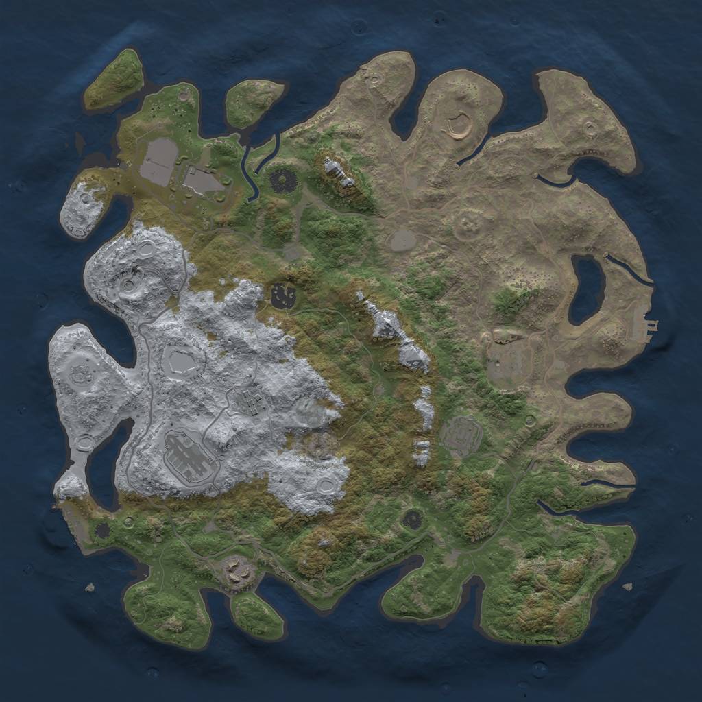 Rust Map: Procedural Map, Size: 4000, Seed: 1252798372, 17 Monuments