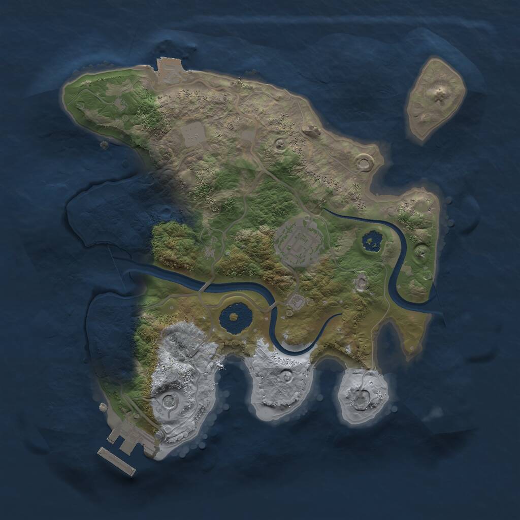 Rust Map: Procedural Map, Size: 2500, Seed: 7920348, 4 Monuments