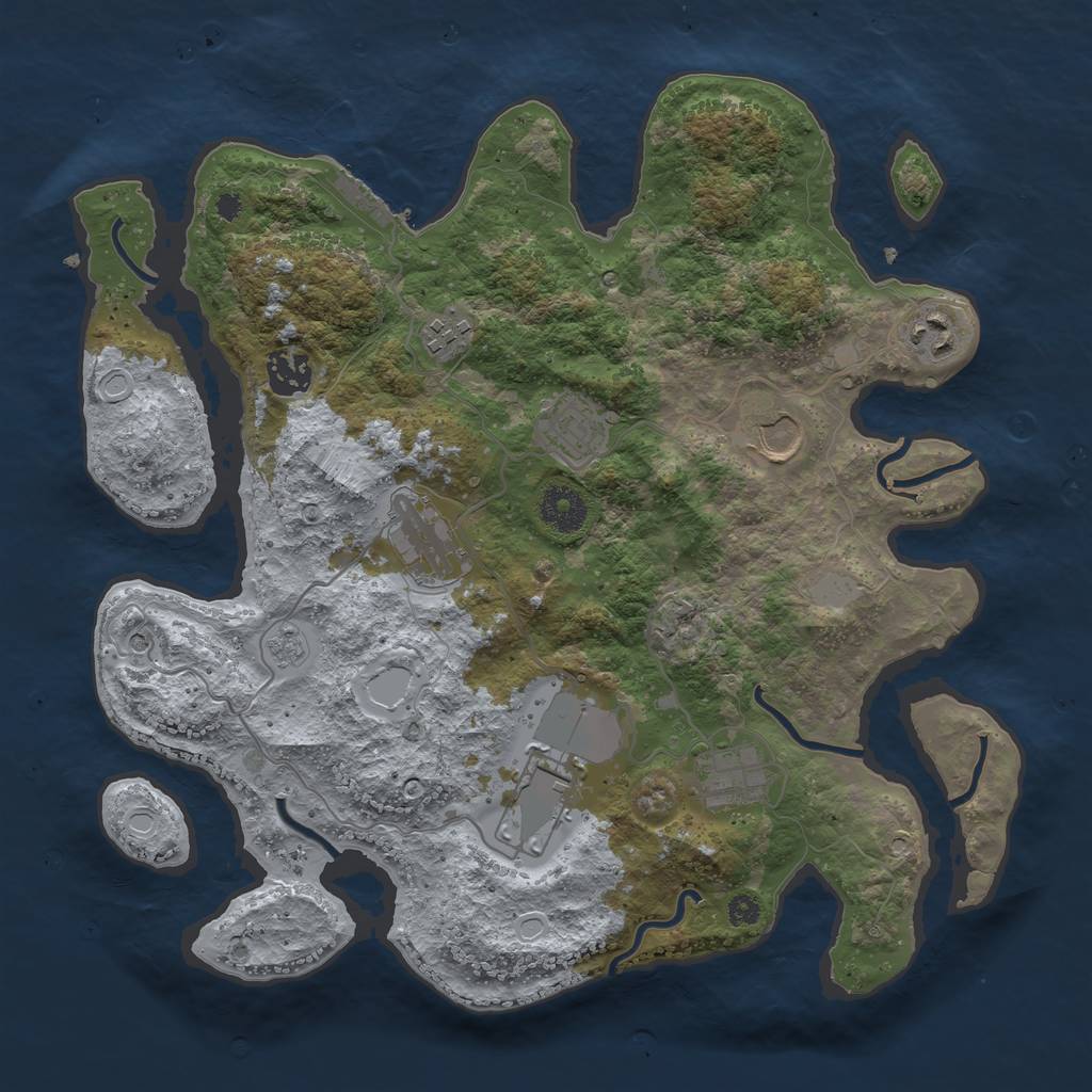 Rust Map: Procedural Map, Size: 3500, Seed: 78641, 14 Monuments